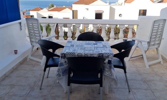 Los Cristianos Apartment | Beautiful Studio Apartment with large South facing balcony & Amazing Sea Views