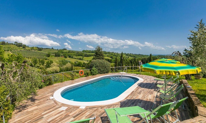 San Gimignano Villa | Beautiful villa with WIFI, A/C, private pool, TV, patio, pets allowed, panoramic view and parking