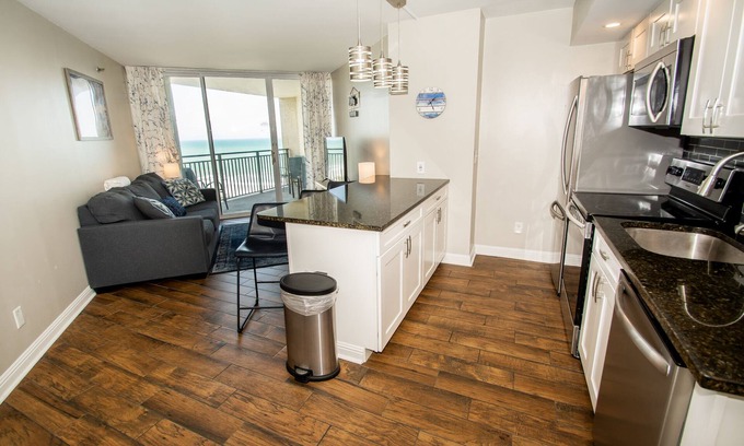 Myrtle Beach Condo | Beautifully Remodeled 12th floor Oceanview Condo steps to the ocean! Wifi!