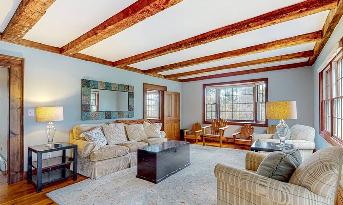 Quechee House | Beautifully updated home with spectacular valley views, washer/dryer, fireplaces