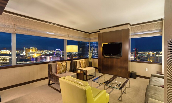 Las Vegas Strip Apartment | Best 2 BR Corner Penthouse at Vdara! Stunning Bellagio Fountain Views! Sleeps 6!