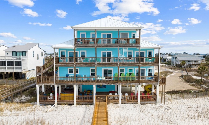 Port St. Joe House | Big Blue Heaven: Family Retreat! Beachfront with Swim Spa and Slide, Sleeps 27!