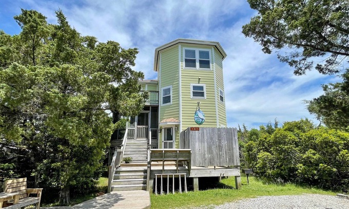 Ocracoke House | Birds Eye View: Pet friendly home with marsh views.