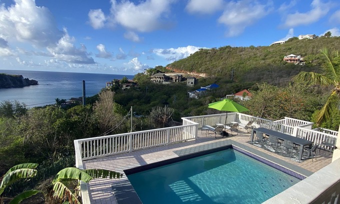 Estate Chocolate Hole and Great Cruz Bay House | BlueWater Vista - MAGNIFICENT VIEWS! Safe, family friendly villa close to town