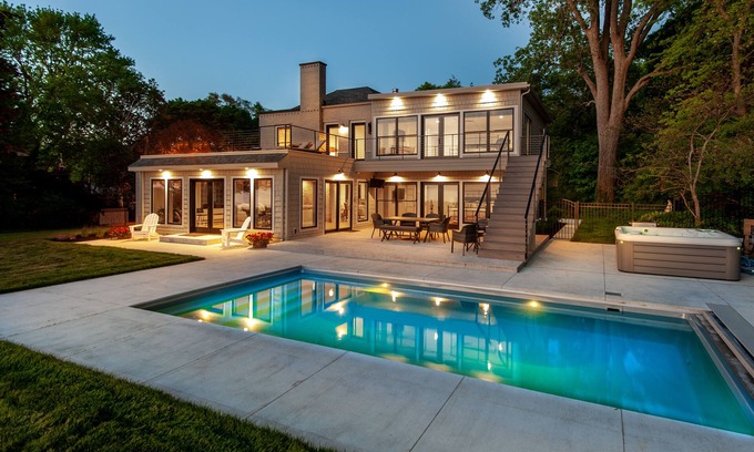 South Haven House | Bluffside Splendor: Pool, Hot Tub & Panoramic Lake Views
