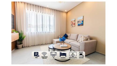Imi Ouaddar Apartment | Boho Beige Apartment - Walkable to Beach with Workspace, Fast WiFi, AC & Full Kitchen