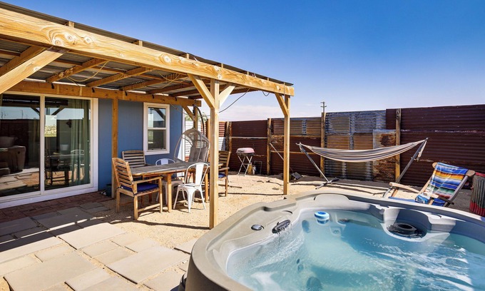 Twentynine Palms Cottage | Boho Bungalow w/Hot Tub: 16 Mi to Joshua Tree NP