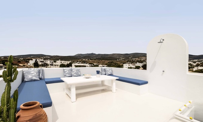 Aliki Apartment | Boho rooftop apartment with sea-views, in Aliki Paros