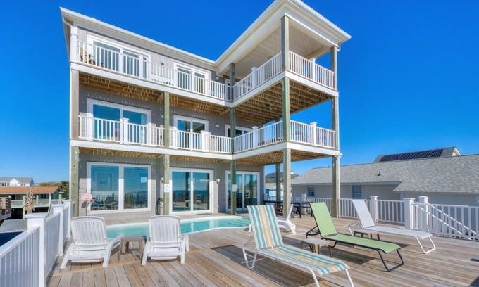 Long Beach House | Brand New,Luxury-7 BR/6.5 BA,Oceanfront Home-Elevated POOL & Elevator-Sleeps 24