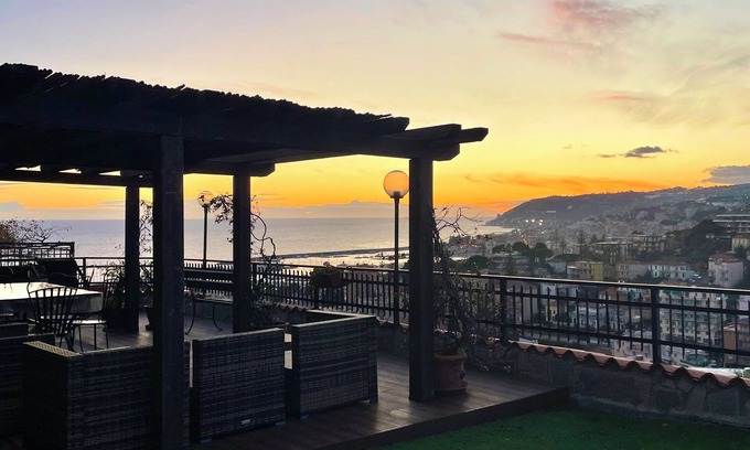 Sanremo House | Bright ,large stone terrace with porch and gazebo. Beautiful sea view.