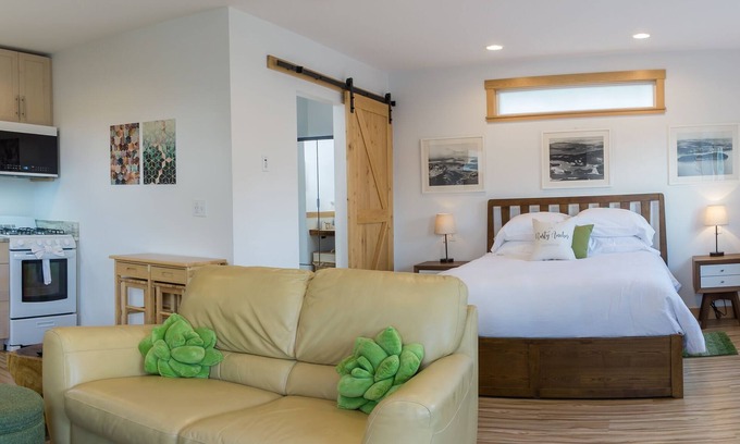 Anacortes Apartment | Bright & private studio guesthouse with full kitchen and fireplace
