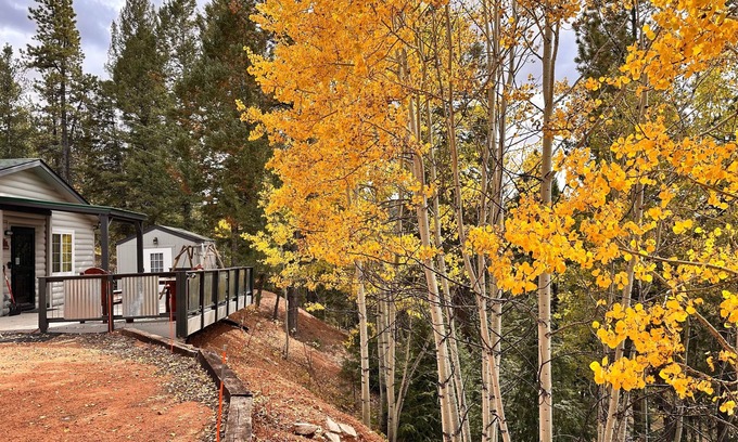 Rainbow Valley Cabin | Cabin Pet-Friendly with 2 King Beds and Deck Near Pikes Peak