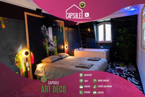 Valenciennes Apartment | Capsule Art Déco - Jacuzzi - Netflix - Home Cinéma - Arcade de jeux & Nintendo switch - 2 chambres - Filet suspendu