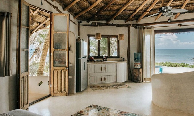 Zona Hotelera House | Casa Gaia ~ Mahayana, Private Vacation Home on Tulum beach with turquoise sea at your doorstep!