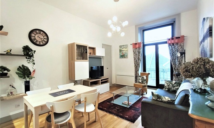 Aix-les-Bains City Center Apartment | Central, Elegant 1-BR Apartment with Balconies and Modern Amenities