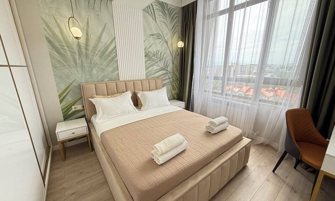 Bishkek Apartment | Central Serenity Loft1 with 2-bedroom 14th Floor View, near TSUM and GUM