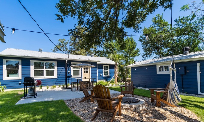 Navy Point House | Centrally-located dog-friendly home & studio with firepit, grill, hammock, patio