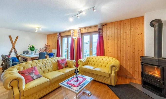 Vex Ski Chalet | Chalet, ski-in/ski-out & foot of the slopes, view mountain, balcony, fireplace or stove, tv