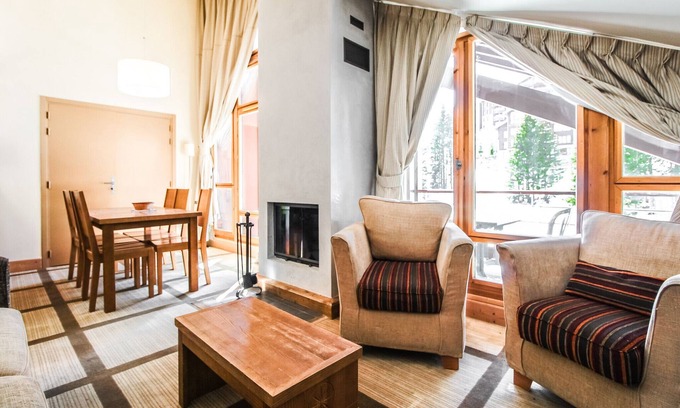 Flaine Apartment | Charming 6th-floor 2-bedroom apartment with fireplace