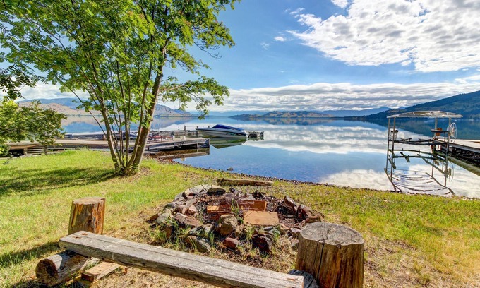 Big Arm House | Charming waterfront home w/ private hot tub & dock - space over garage