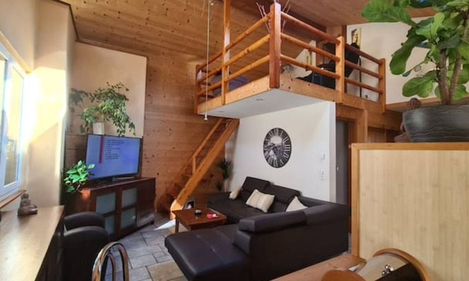 Martigny Apartment | Chez Pewee beautiful duplex with terrace in town. Private park, pets allowed