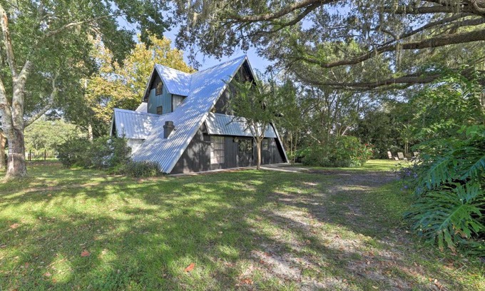 Lakeland House | Chic A-Frame Escape with Fire Pit - Private Property