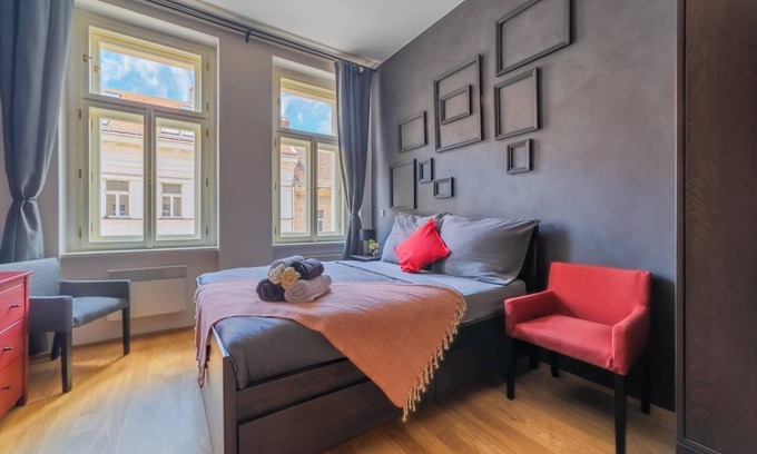 Zizkov Apartment | CityZen Residence: Luxe 1BR Black Elegance Suite