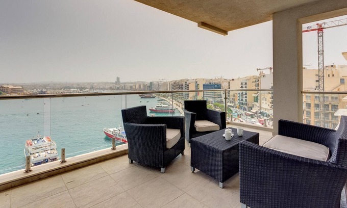 Sliema Apartment | Contemporary, Luxury Apartment with Valletta and Harbour Views