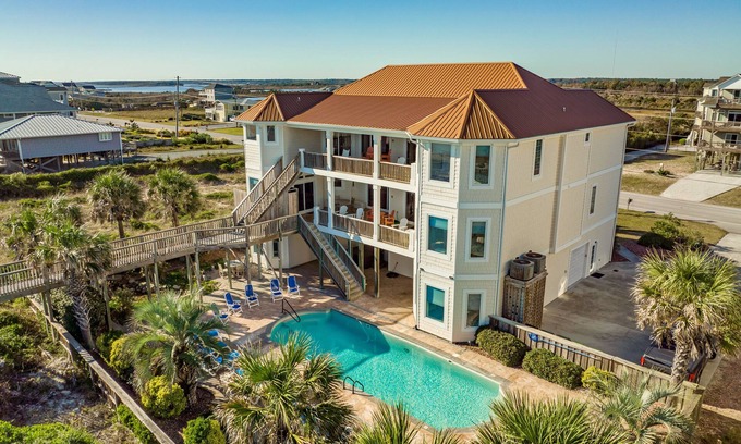 North Topsail Beach House | Coppertop | Oceanfront, Private Pool + Hot Tub