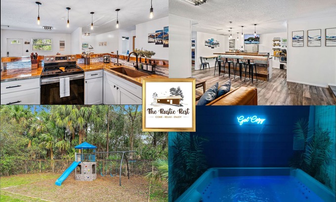 Jupiter Cabin | Cozy, Gated, Hot Tub & Sauna, Playroom, Bar, Fenced-in Yard.