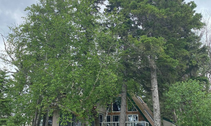 Christopher Lake House | Cozy lake-front A-frame cabin at Emma Lake. Steps away from the beach!