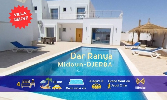 Aghir Villa | Dar Ranya - Midoun Djerba - 8 pers - piscine & mer
