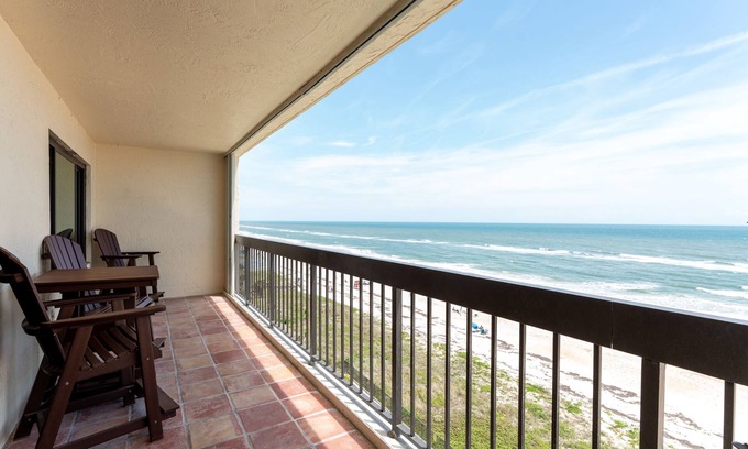 Ormond-by-the-Sea Condo | Direct oceanfront corner condo with big balcony, heated beachfront pool and garage parking