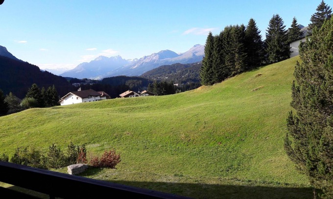 Valbella Apartment | Distant view and slope access