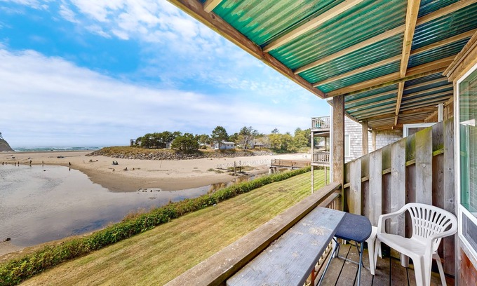 Neskowin Apartment | Dog-friendly oceanfront condo with beach access & Proposal Rock view