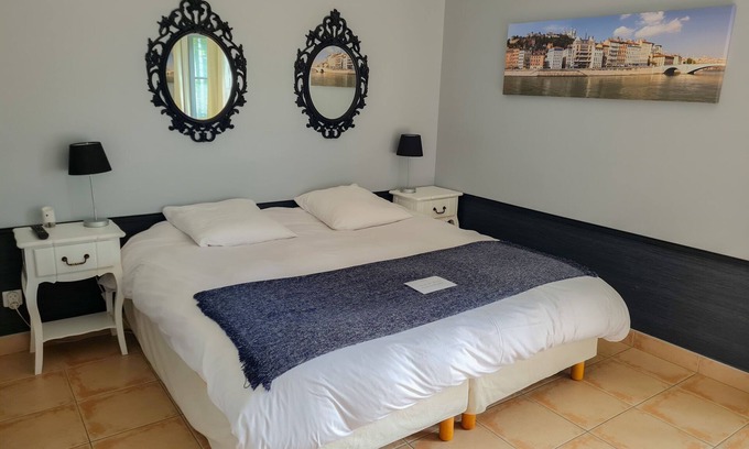 Saint-Priest House | Double room overlooking landscaped garden and swimming pool in charming house