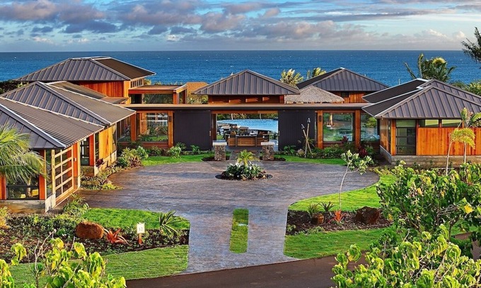 Poipu House | Dramatic New Kukui'ula Estate: Dazzling Style + Seaviews + Unique Pool & Spa
