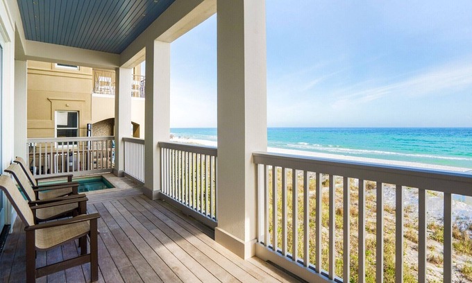 Delos House | DUNE SANDY: NEW, Just Finished! Gulf Front Villa with Private Pool, Sonos, Beach Service, SUP