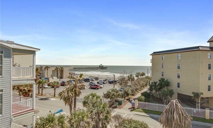 Folly Beach Villa | Easy Walk to Downtown Folly Beach- Stunning Ocean and Pier Views!