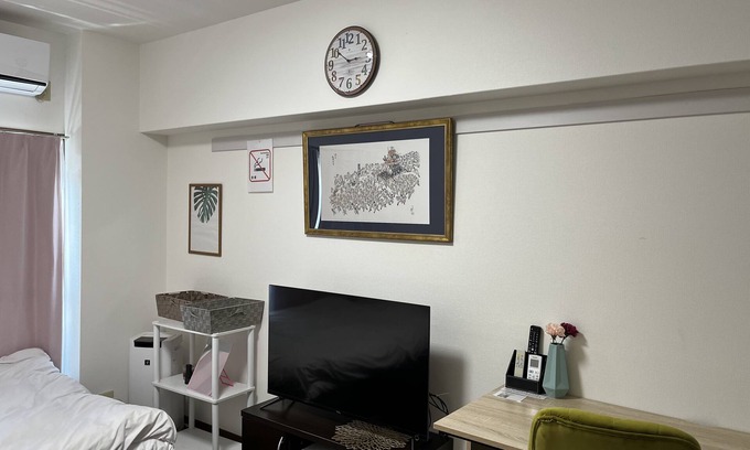 Hakata-ku Apartment | Ekinan Uchiyama Building 1 Room plan wrapped in Hakata textile, the traditional culture of Hakata