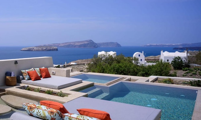 Akrotiri Villa | Elegant Santorini Suite | Lume Suite | Senior Suite with Private Pool and Hot.