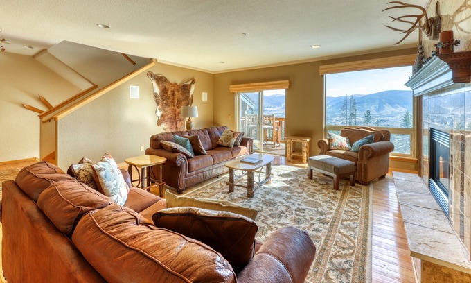 Wildernest Condo | Elegant & spacious home with fireplaces, deck & garage access