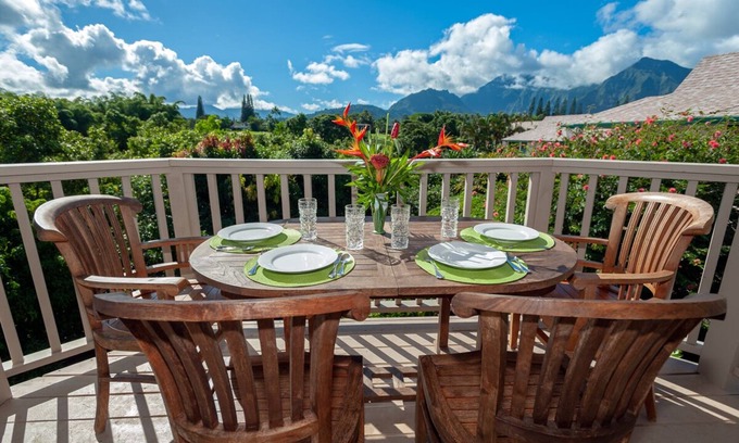 Princeville House | Elegant Tropical Villa w/Ocean & Mountain Views - Walk to Beaches & Dining!