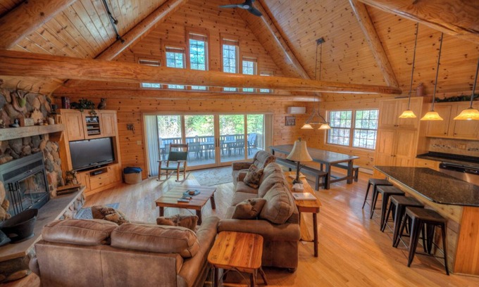 St Germain Cabin | Exceptional log home on 9+ acres with frontage on Big St. Germain Lake