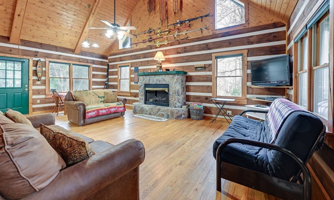 Sylva Cabin | Fire Pit & Porch: Rustic Retreat in North Carolina