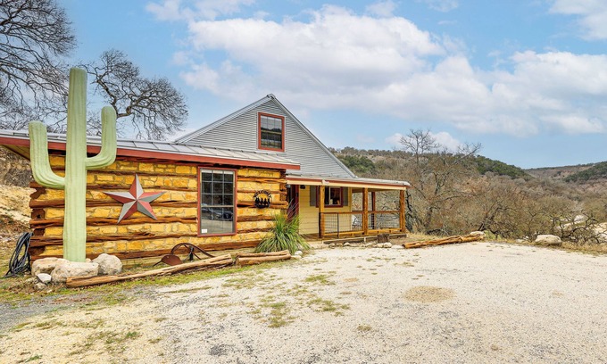 Tarpley Cabin | Fire Pit, Views: Peaceful Texas Hill Country Cabin