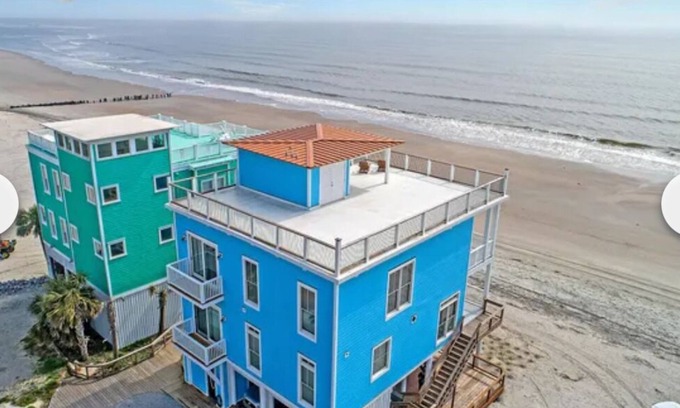 Folly Beach House | Folly Beach Ocean Front Beauty sleeps 14. 3 decks and rooftop deck!