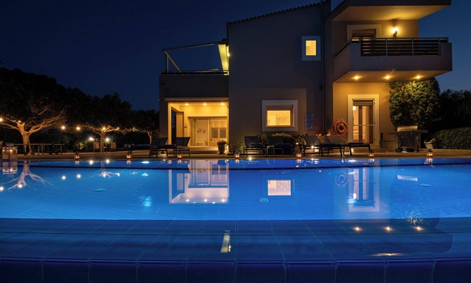 Gouves Villa | Four Seasons private villa - seaview - big heated pool - gym - sport activities