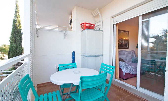 Playa de Almarda Apartment | Global Properties: Apartment with swimming pool in Corinto Beach