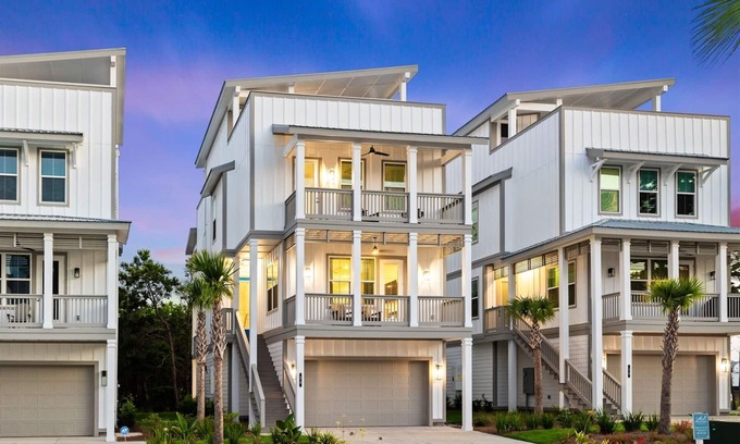 West Panama City Beach House | Gulf Views from Rooftop with Hot Tub! LSV & Bikes Included!